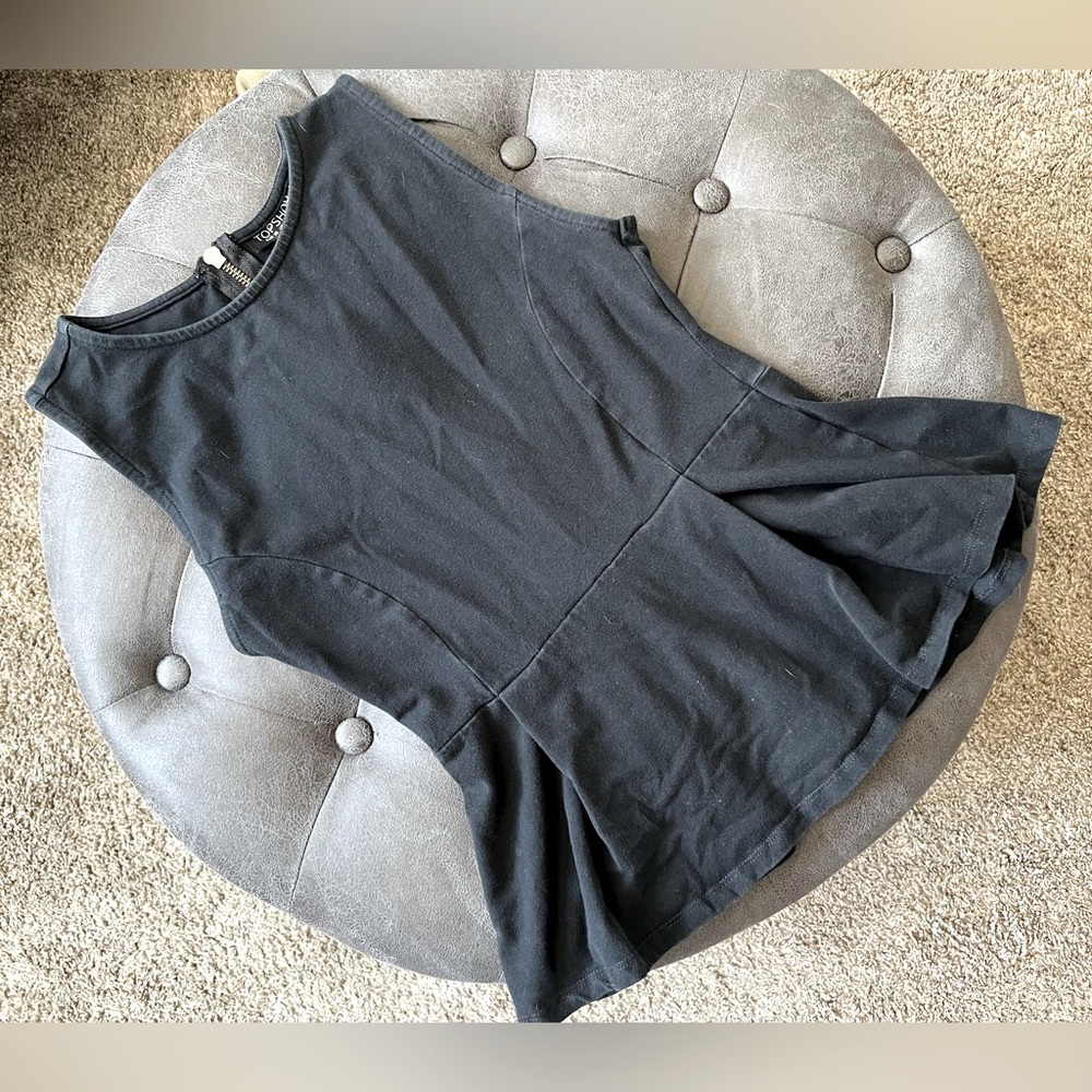 Top Shop Black Peplum Top with Zipper Back